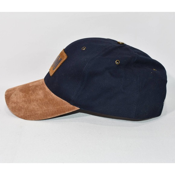 Vintage CNN Cable News Network Blue And Tan Suede Bill Strapback Cap!!! - Picture 2 of 7